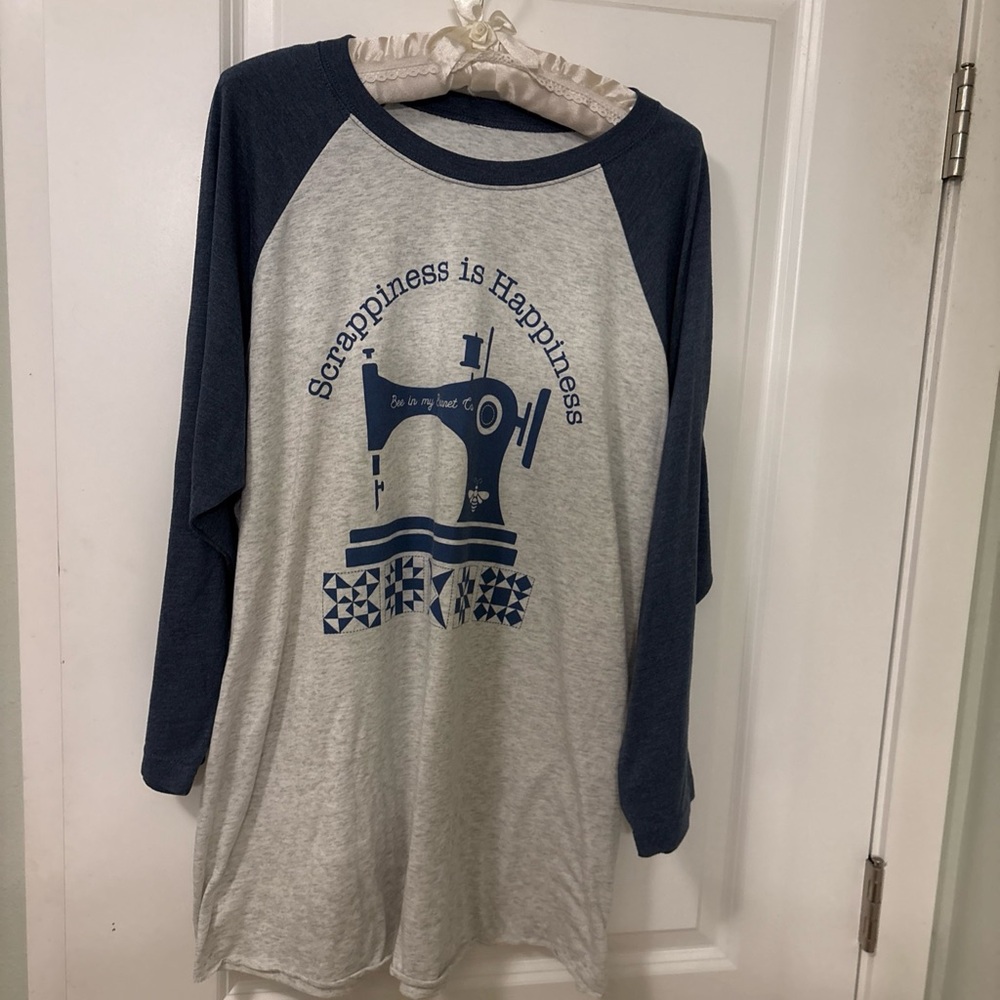 Bee in my Bonnet "Scrapiness is Happiness" Tee- 3/4 Raglan Sleeve- size XL